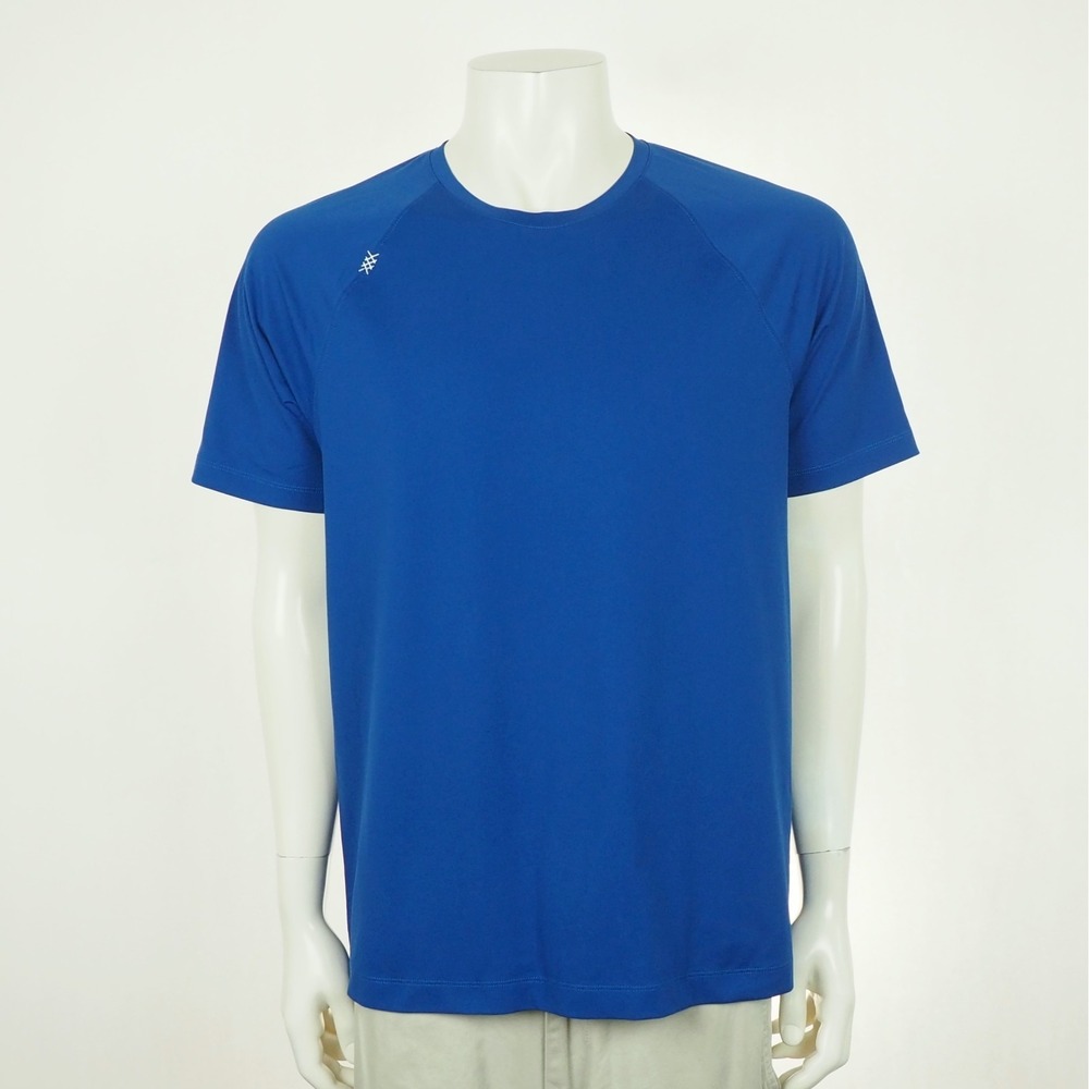 Rhone Reign Training Tee Shirt Mens Large Blue Nylon Blend Athletic Gym Workout